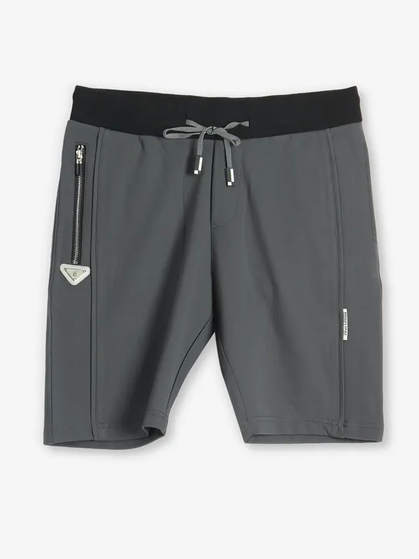 CHOPSTICK solid grey cotton shorts