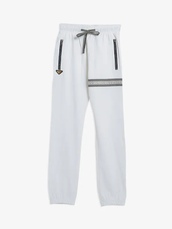 Chopstick white cotton track pant