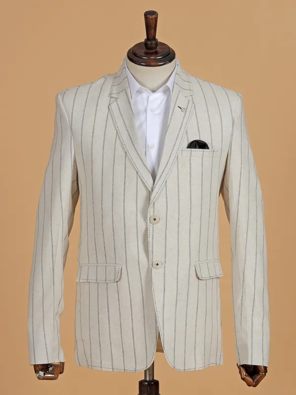 Classic beige checks terry rayon blazer