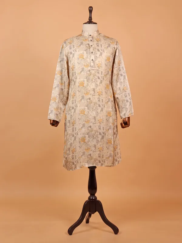 Classic beige kurta suit in cotton