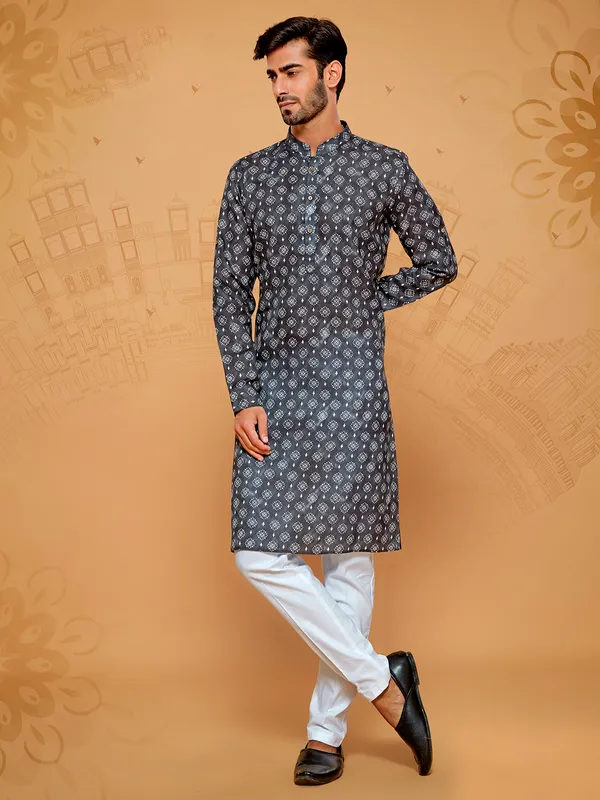 Classic black cotton kurta set