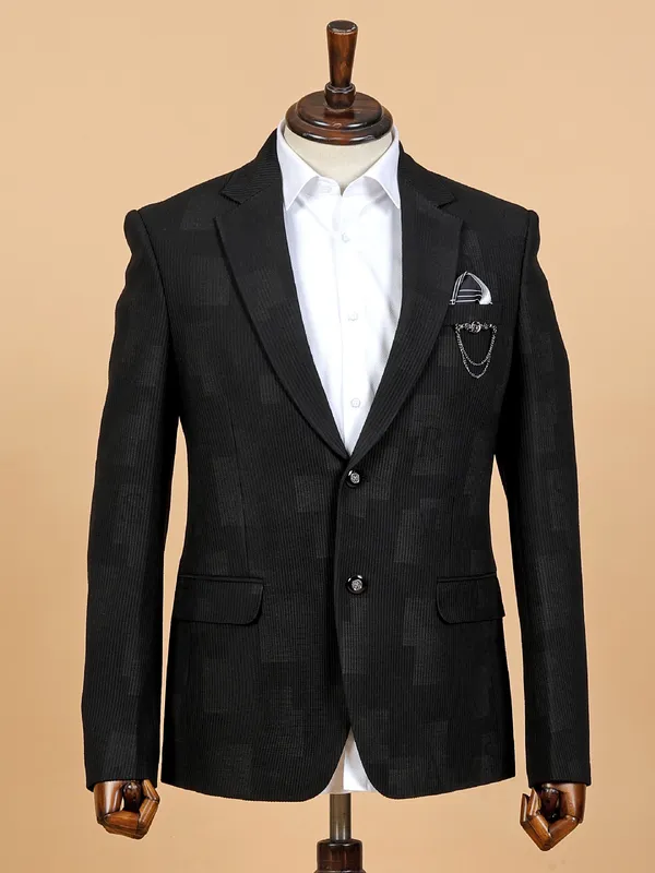 Classic black terry rayon coat suit for men
