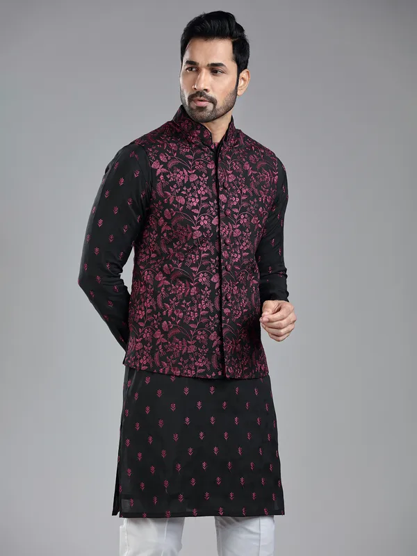 Classic black waistcoat set for weddings and festivals
