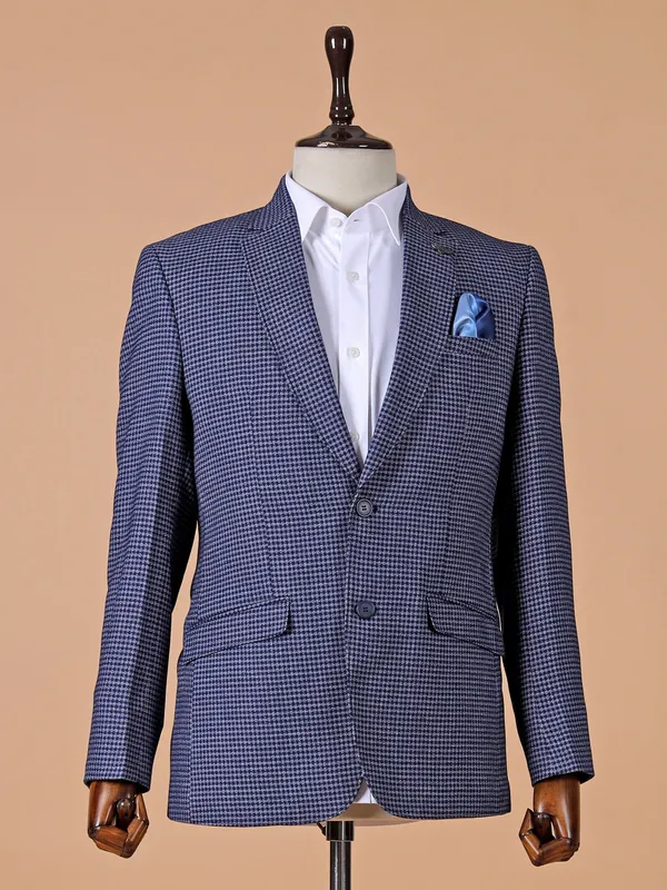 Classic blue two button blazer in terry rayon