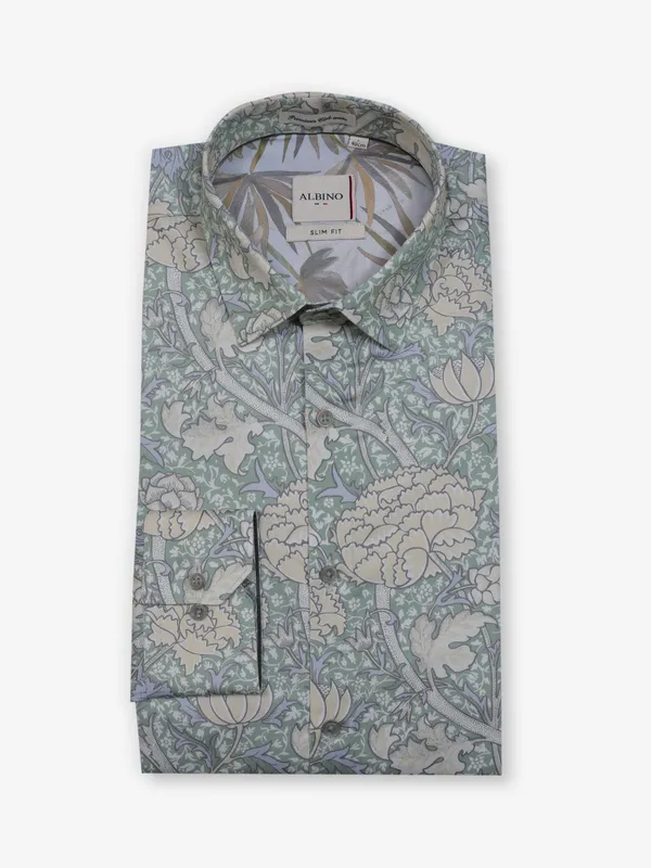 Classic green cotton party wear shirt for men