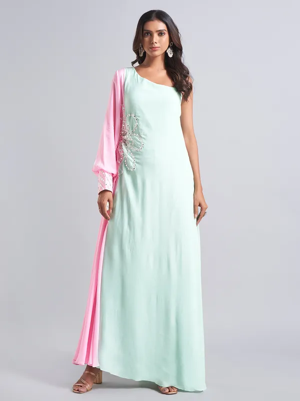 Classic mint green silk salwar suit