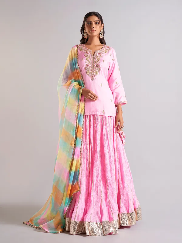 Classic pink cotton silk lehenga salwar suit