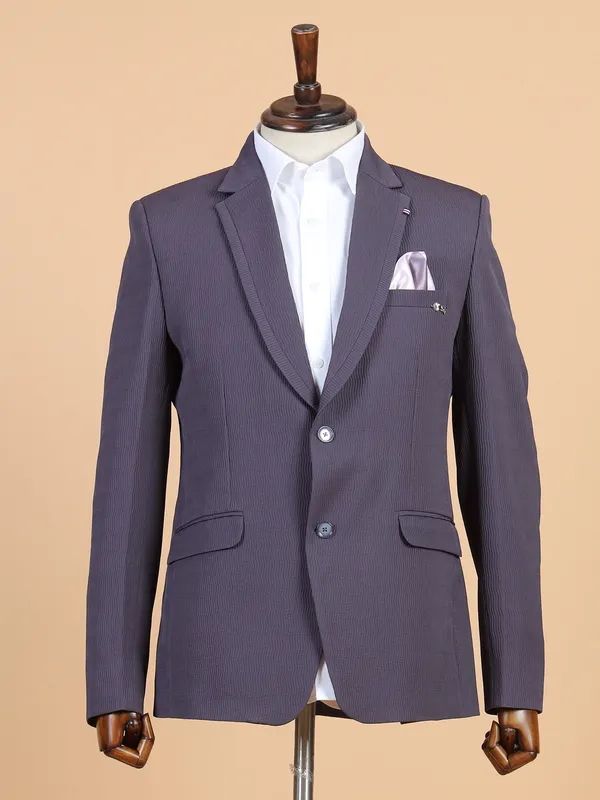 Classic purple texture terry rayon blazer