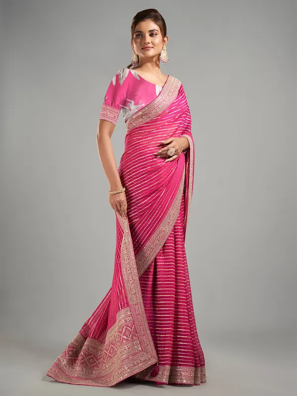Classic rani georgette saree for festive