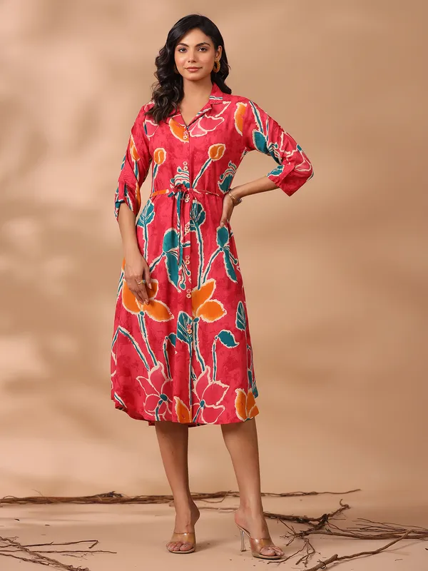 Classic red printed kurti