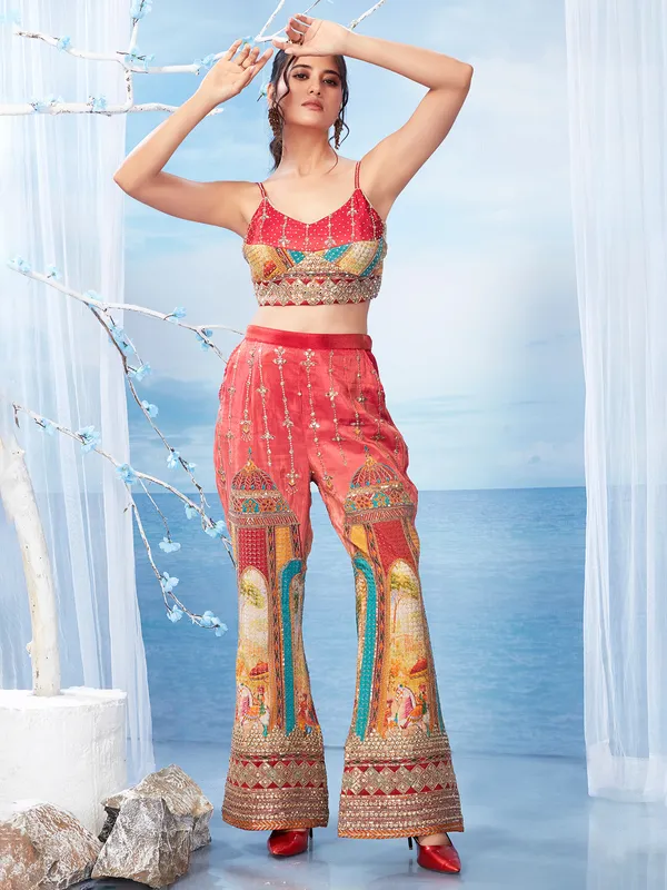 Classic red silk palazzo salwar suit