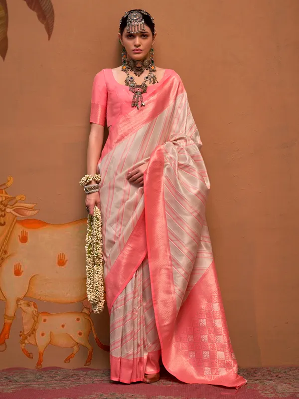 Classy beige saree in silk