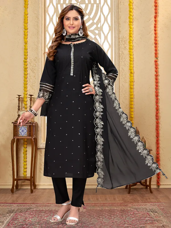 Classy black hue silk salwar suit