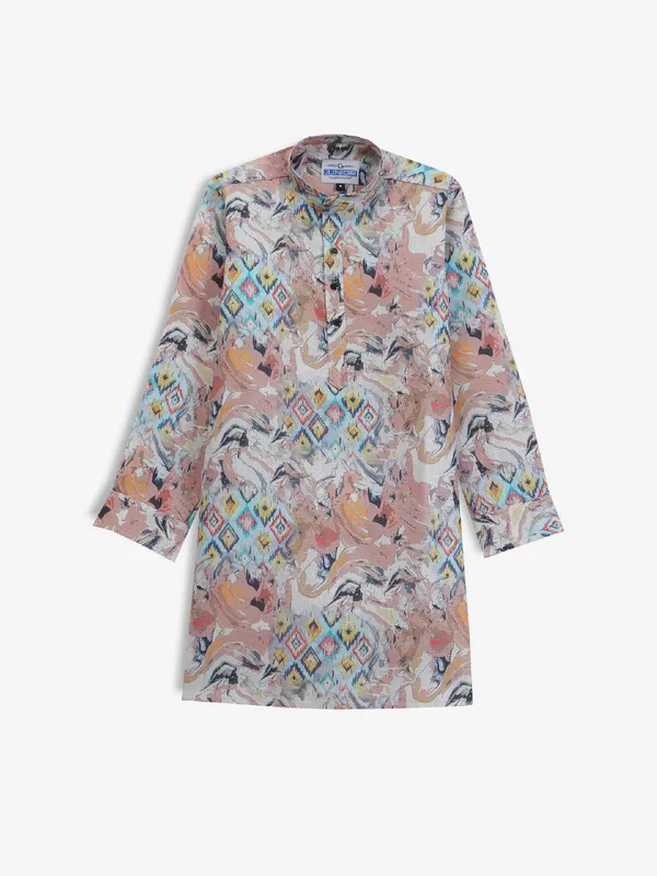 Classy cream and pink printed kurta