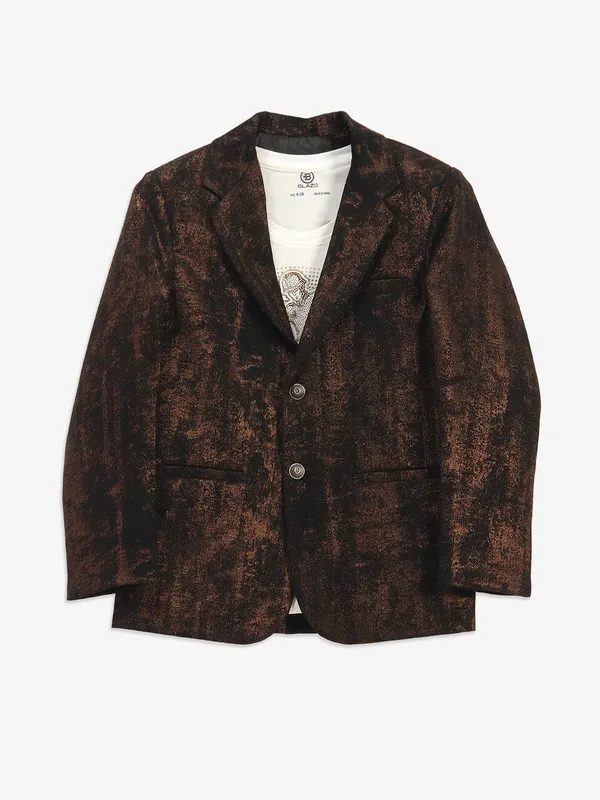 Classy dark brown terry rayon blazer