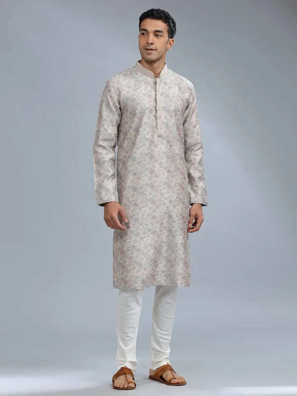 Classy grey silk kurta pajama