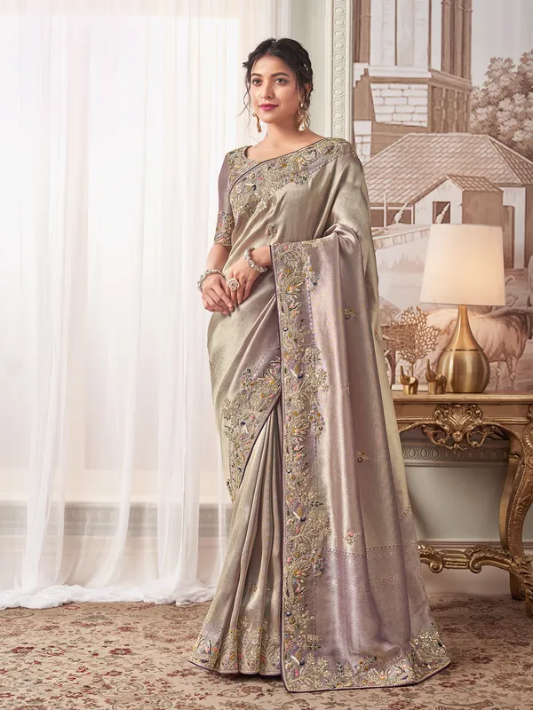 Classy light purple silk saree