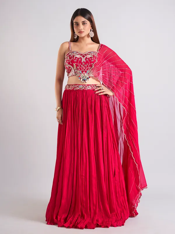 Classy magenta lehenga choli with dupatta