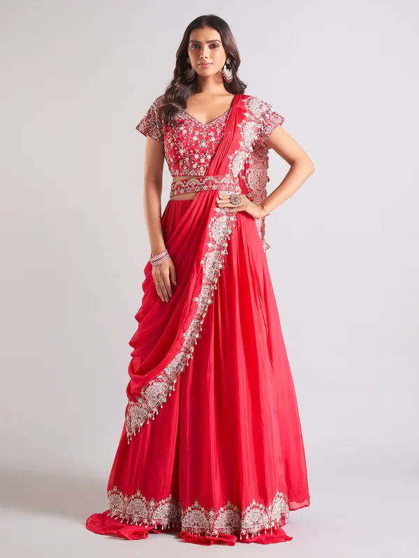 Classy maroon georgette lehenga choli