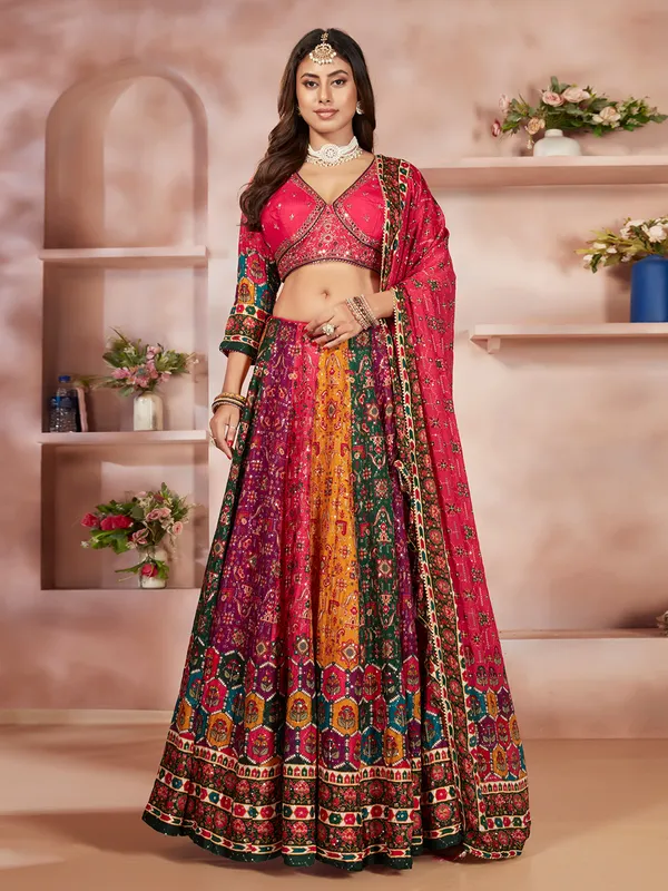 Classy multi color silk lehenga choli