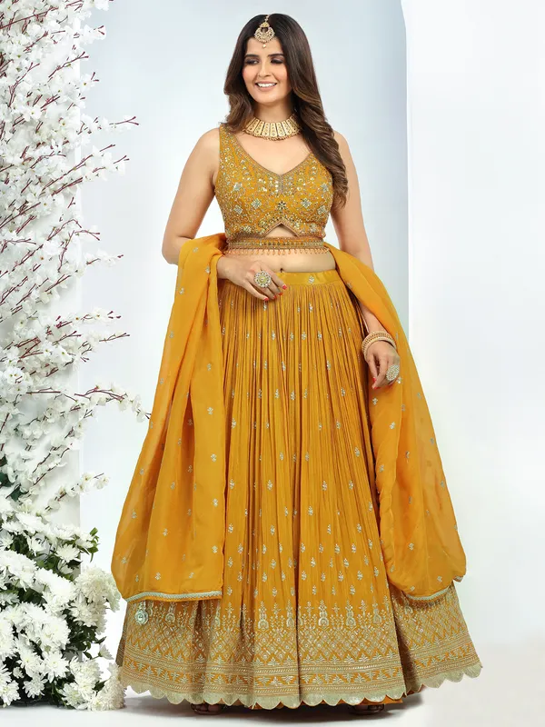 Classy mustard yellow lehenga choli