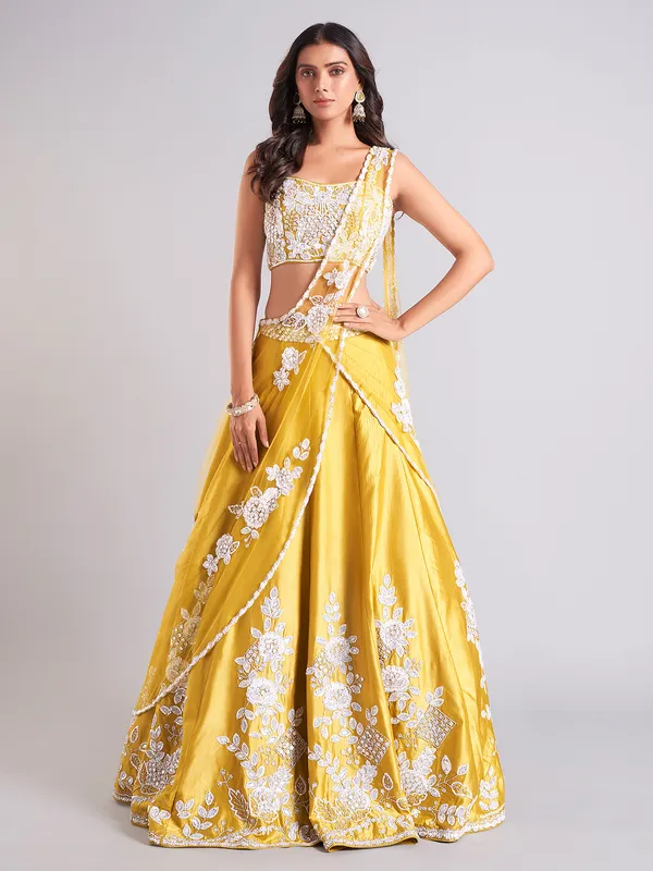Classy mustard yellow lehenga choli for wedding