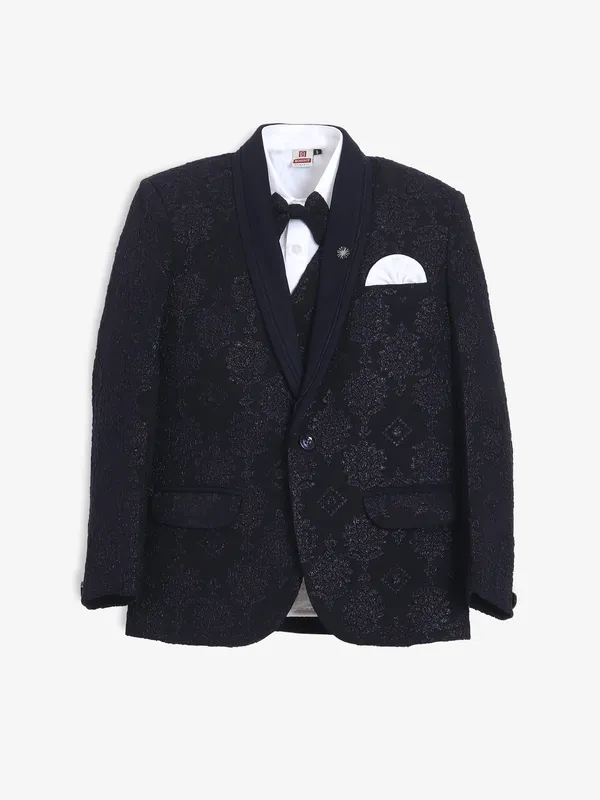 Classy navy terry rayon one button coat suit