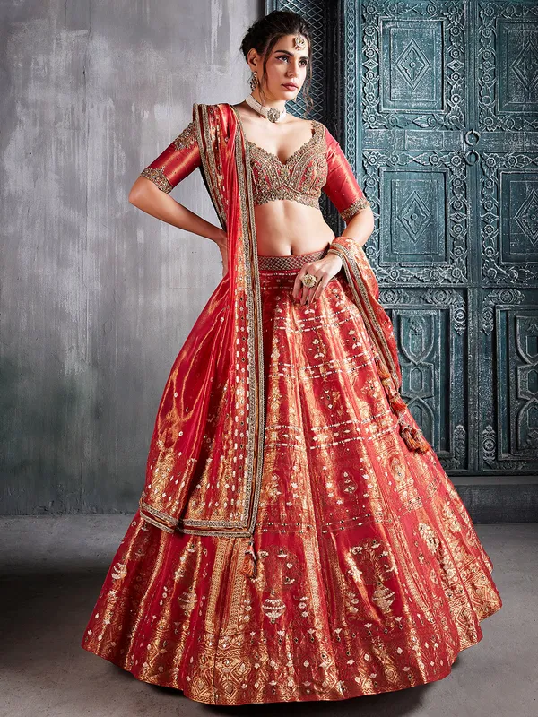 Classy orange silk lehenga choli