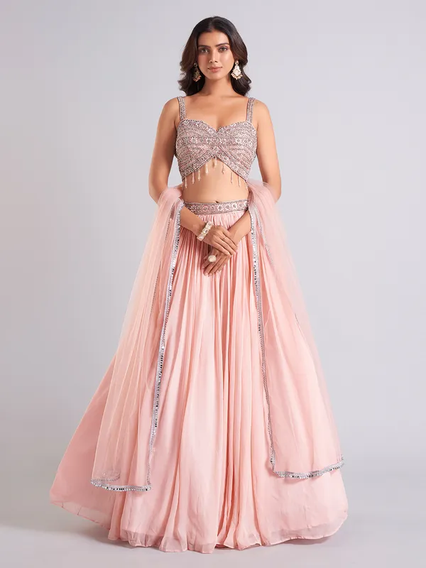 Classy peach lehenga choli in georgette