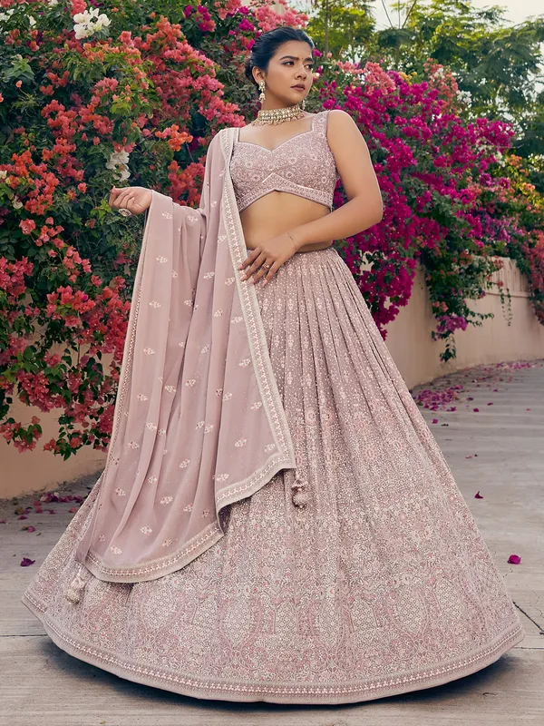 Classy pink georgette lehenga choli