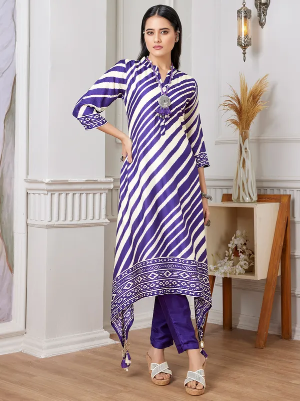 Classy purple russian silk kurti set