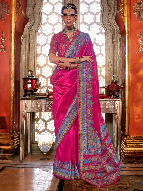 Classy rani color saree in viscose