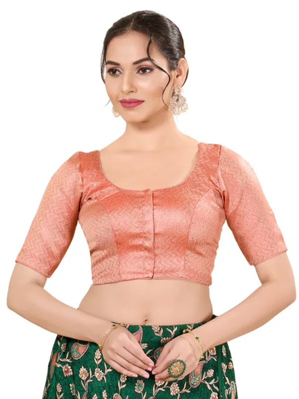 Classy silk peach ready made blouse