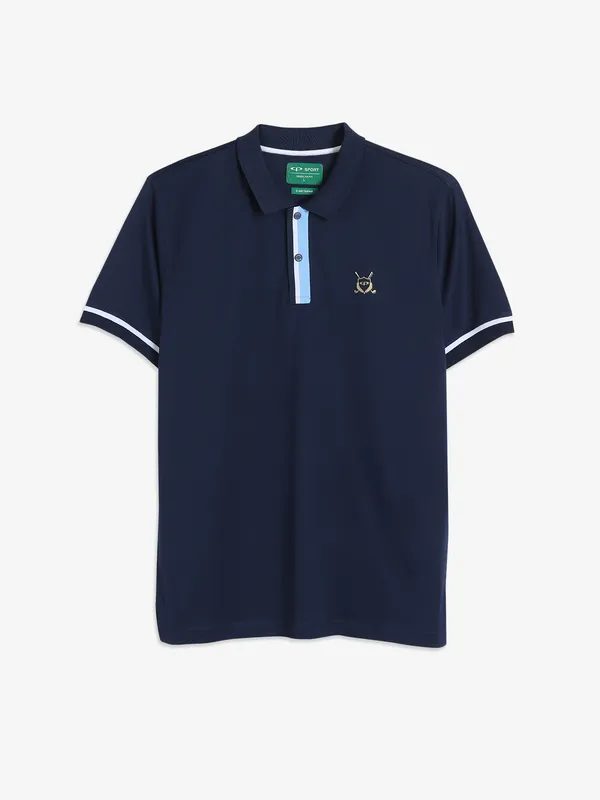 COLORPLUS cotton navy half sleeves t-shirt