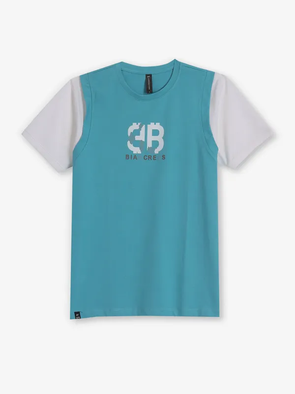 COOKYSS aqua color block t-shirt