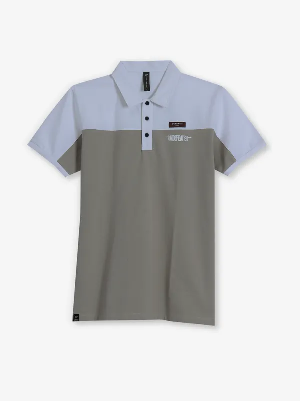 COOKYSS beige color block t-shirt