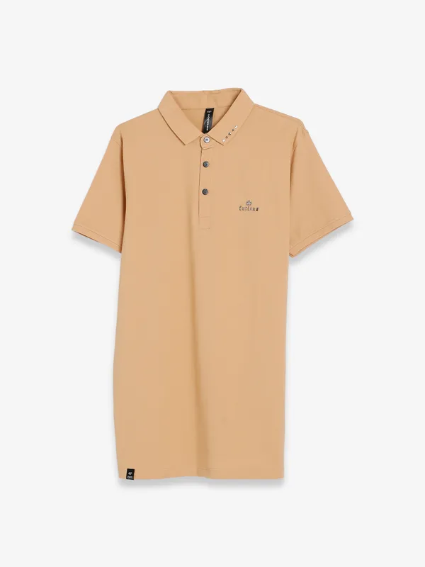 Cookyss beige plain polo t shirt