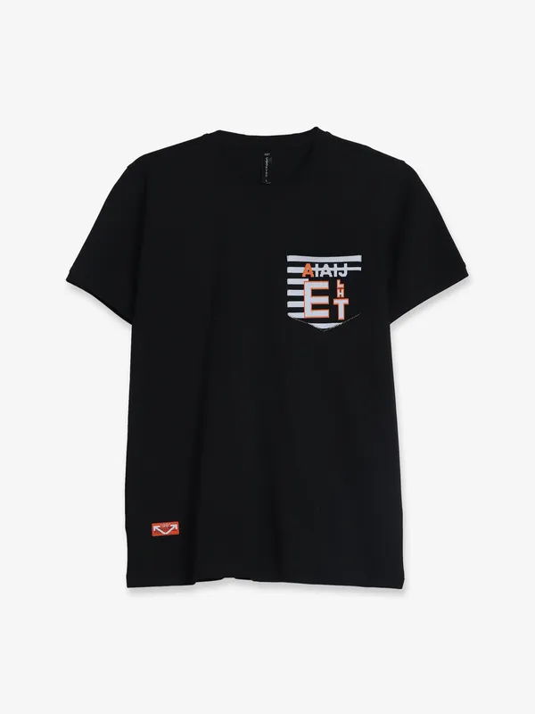COOKYSS black cotton half sleeve t-shirt