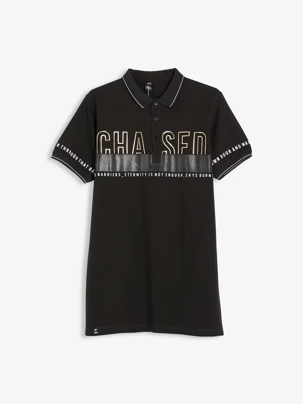 Cookyss black half sleeve polo t shirt