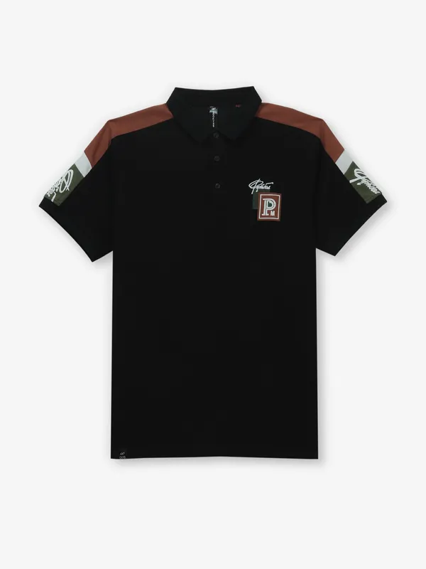 COOKYSS black printed cotton silk t-shirt