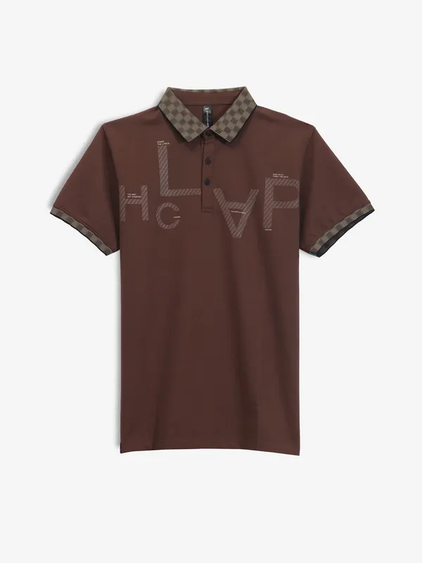 COOKYSS brown cotton printed t-shirt