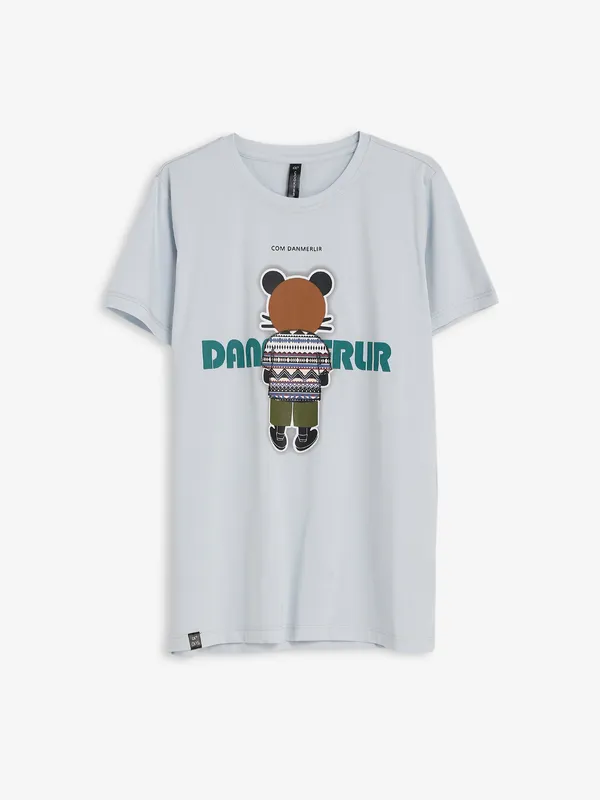 Cookyss cotton off white printed t shirt