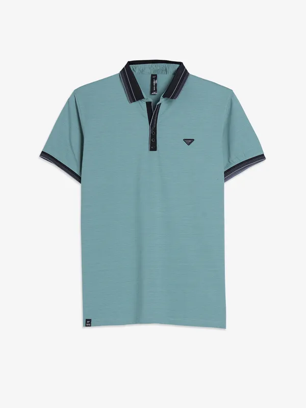 COOKYSS cotton sea green plain t-shirt
