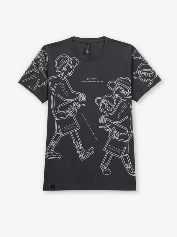 COOKYSS dark grey printed cotton t-shirt