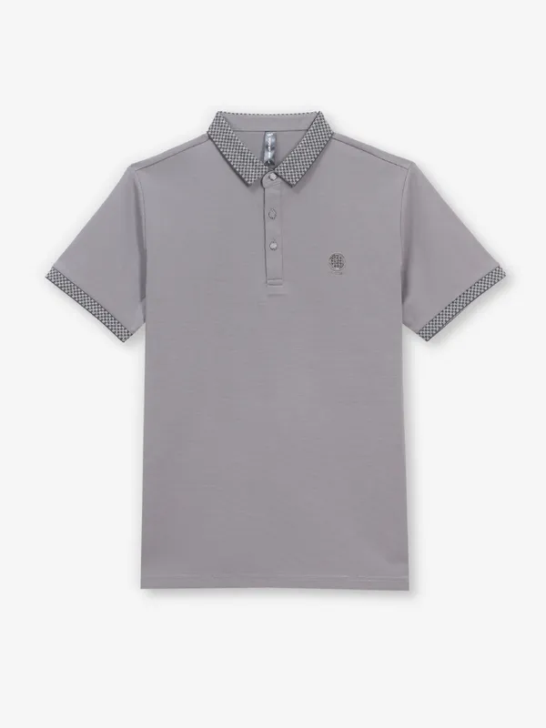 COOKYSS grey plain cotton polo t-shirt