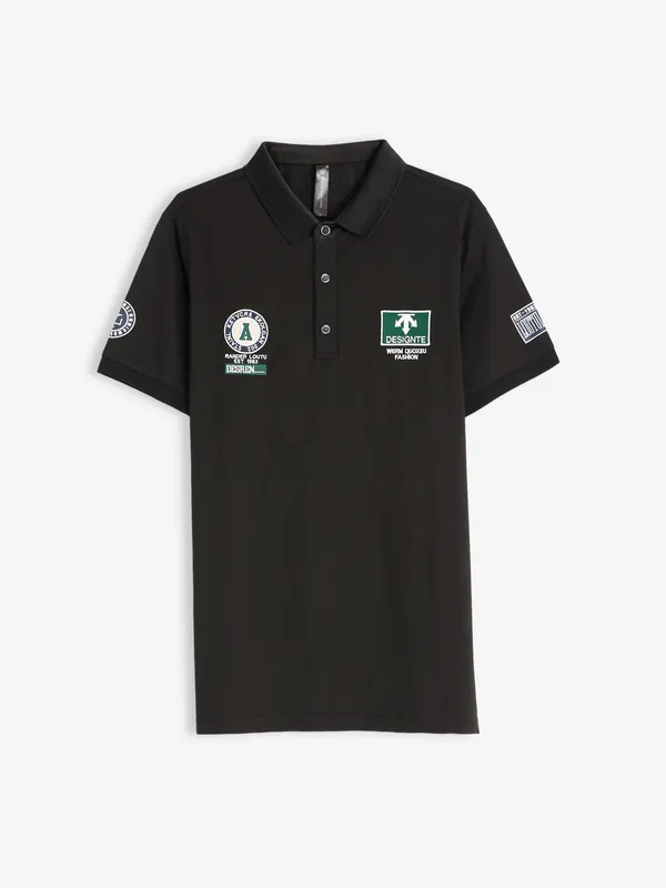 Cookyss half sleeve black polo t shirt