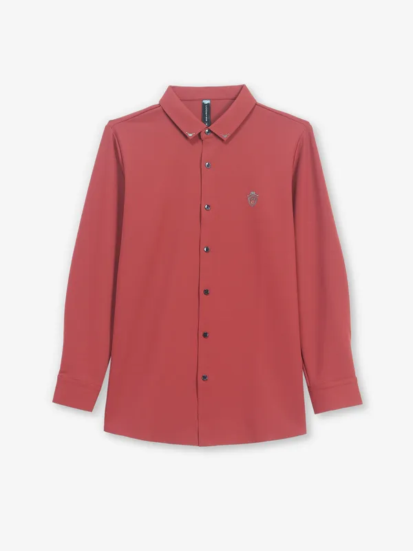 COOKYSS maroon plain cotton shirt