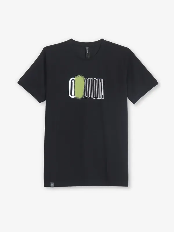 COOKYSS printed black cotton round neck t-shirt