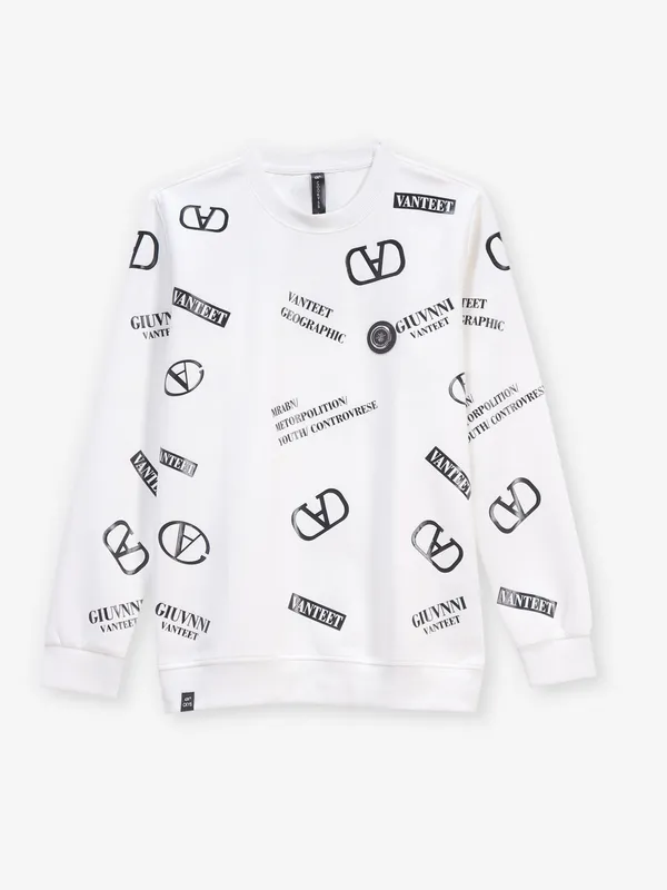 COOKYSS printed white cotton t-shirt slim fit