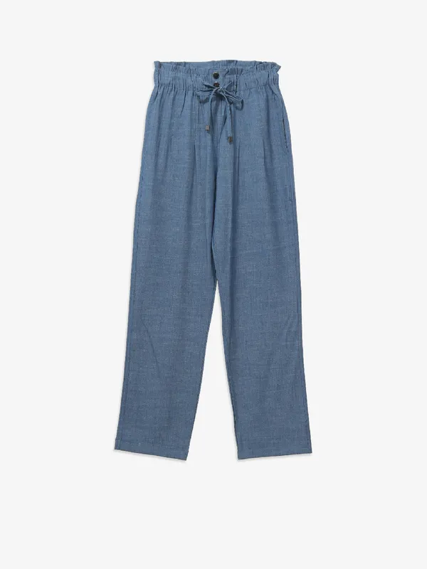 COOL blue cotton solid pant